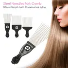 Расческа с широкими зубцами для салона, черная металлическая, африканская, американская расческа, вставка, кудрявая расческа, афро расческа для волос, инструмент для укладки волос