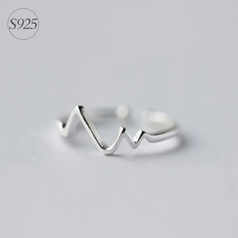 Real.925 Sterling SIlver Heartbeat Ring / Lifeline Heart Pulse Adjustable size Fashion for lover's gift GTLJ786 | Украшения и