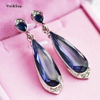 visisap retro blue acrylic hyperbole long earrings for women anniversary birthday nightclub gift earring jewelry supplier cse075