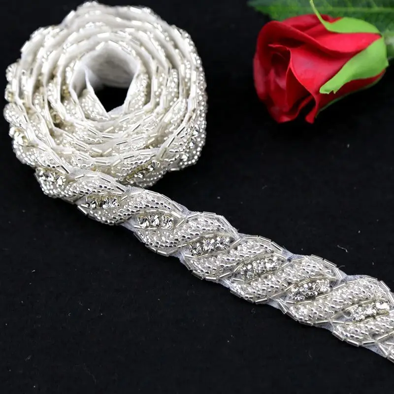 1 ярд Свадебные аксессуары хрустальные стразы аппликация отделка пояс для