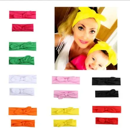 

2Pcs/Set Mommy and me Matching Headbands Photo Prop Gift for Mom and Kids Rabbit Ears Elastic Cloth Bowknot Headband Accessories