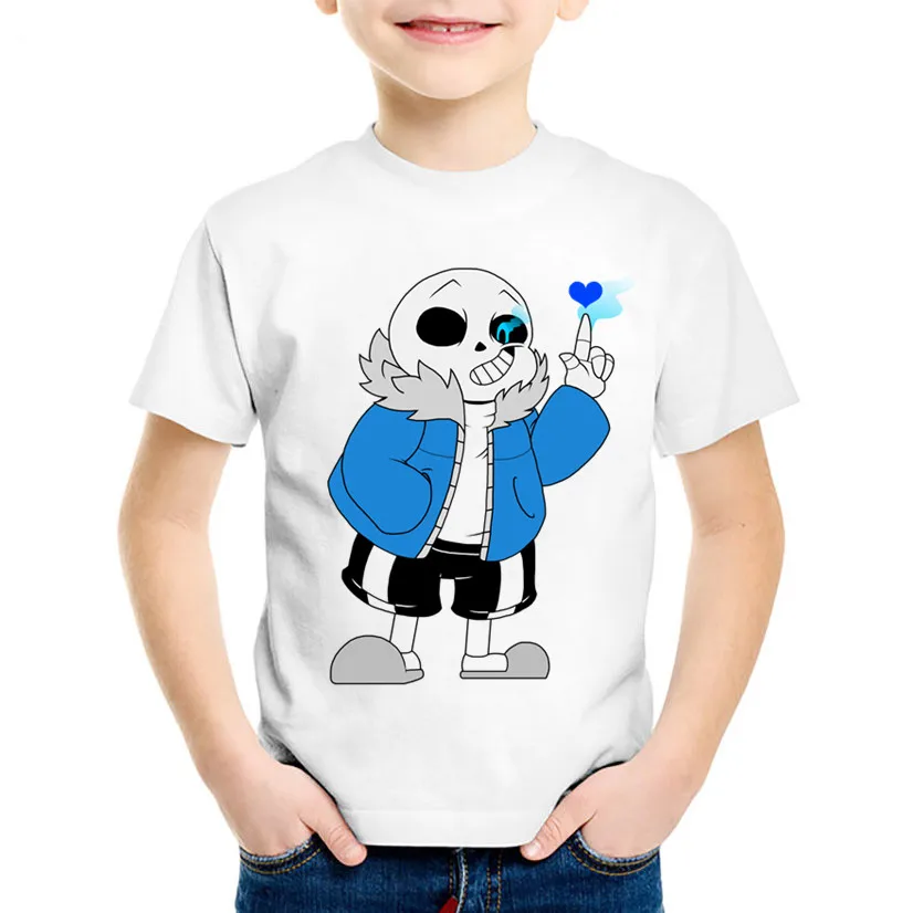 Детские Забавные футболки с рисунком Skull Brother Undertale детские летние для мальчиков и