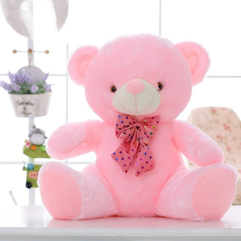 

New luminous bowtie Teddy bear, luminous music bears plush toys, creative birthday gifts