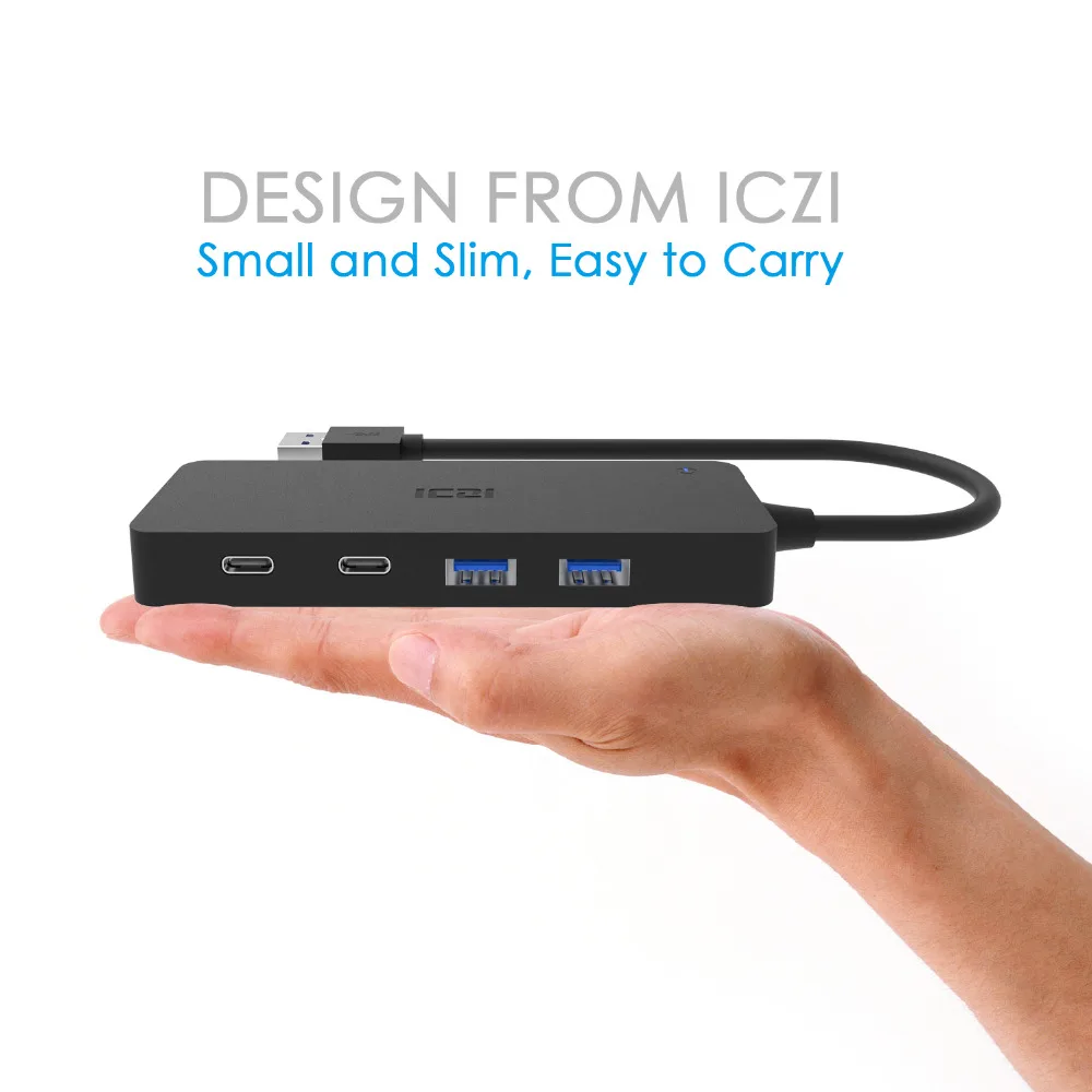 ICZI USB 3 0 концентратор TYPE C/F * 2 порта + 5 портов источник питания постоянного тока для