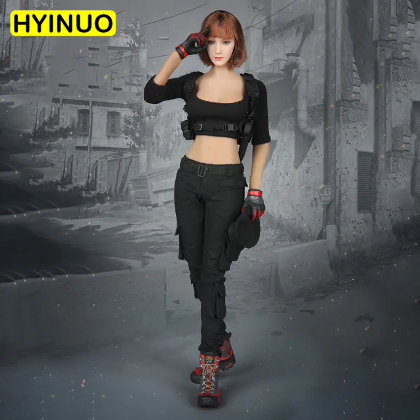 

1/6 Scale Sexy Female FG010 Most beautiful Women Gunman Black Sexy Clothes Clothing Suit Set Model for 12''Action Figure Body