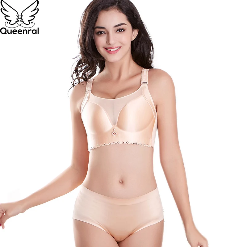 Queenral бесшовное белье Для женщин Set Lingerie сексуальный комплект бюстгальтер плюс