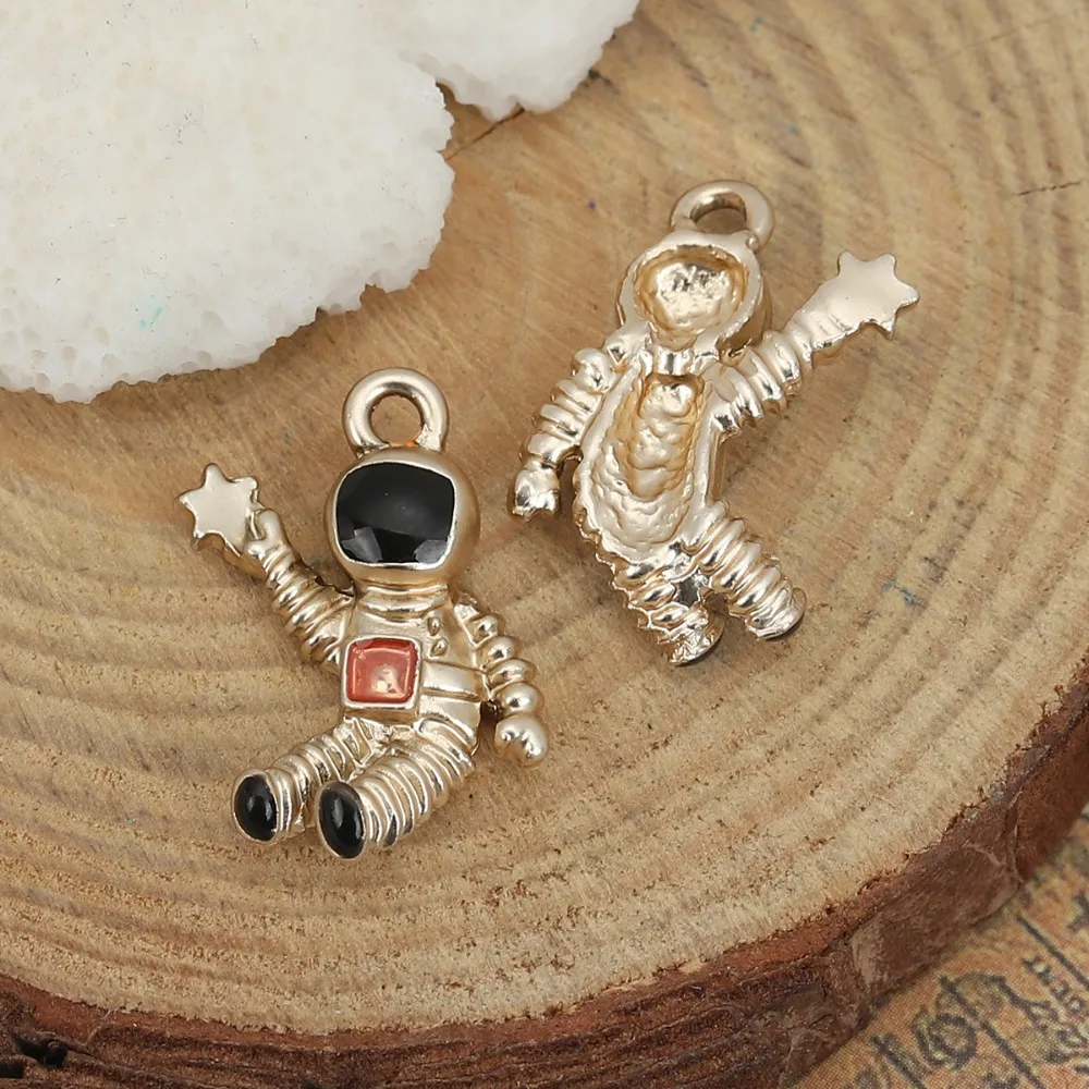 DoreenBeads Мода цинковый сплав подвеска с изображением галактики астронавт, космонавт бежевый красочный эмаль амулеты «сделай сам» 22 мм x 16 мм, 5 шт