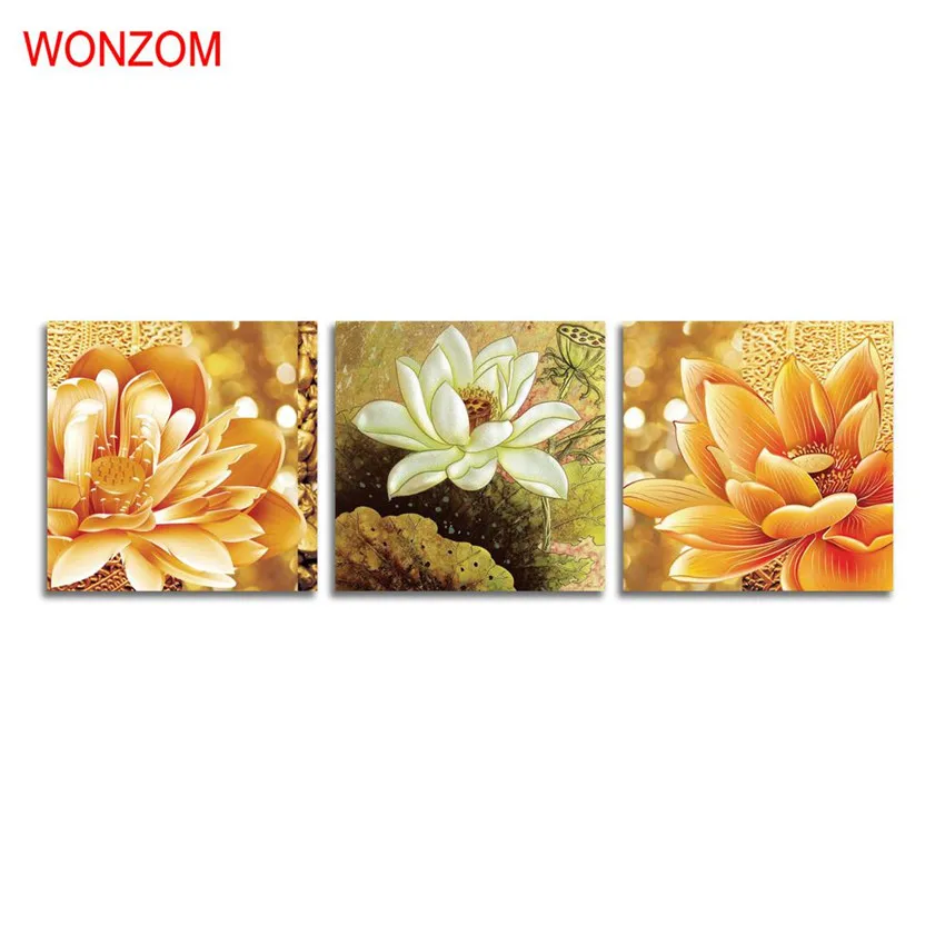 3 шт. абстрактный Лотос холст Художественная живопись HD настенный домашний декор