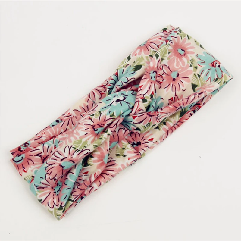 Женский винтажный головной убор с цветочным принтом широкая эластичная резинка