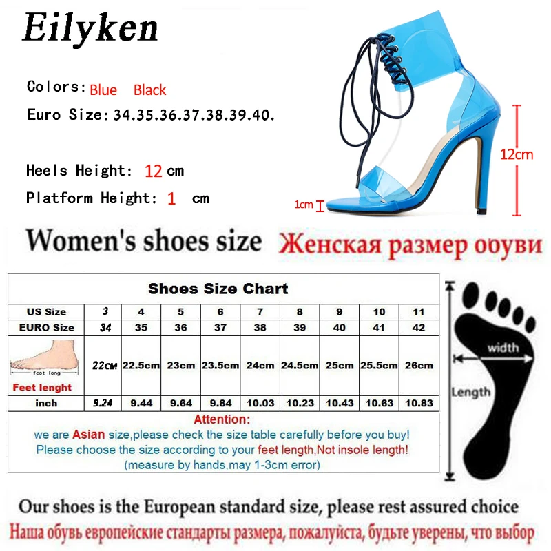 Eilyken, синие, оранжевые, абрикосовые прозрачные Босоножки с открытым носком; пикантные модные летние женские босоножки на высоком каблуке с закрытой пяткой