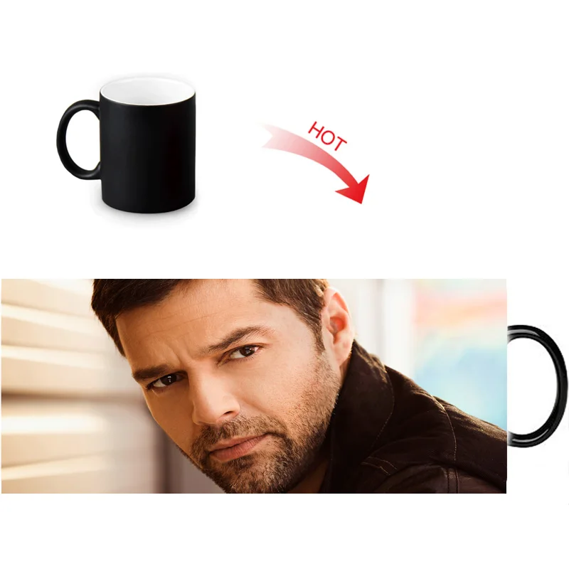 Ricky Martin Print Color Change/Changing Ceramic Mug Heat Sensitive Porcelain Mugs Coffee Tea Milk Cups | Дом и сад