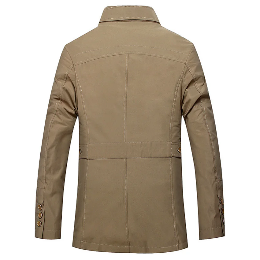 

New Arrived Men Windbreaker Leisure Autumn Mid Aged Men's Business Trench Coats Men's Stand Collar Jackets D130