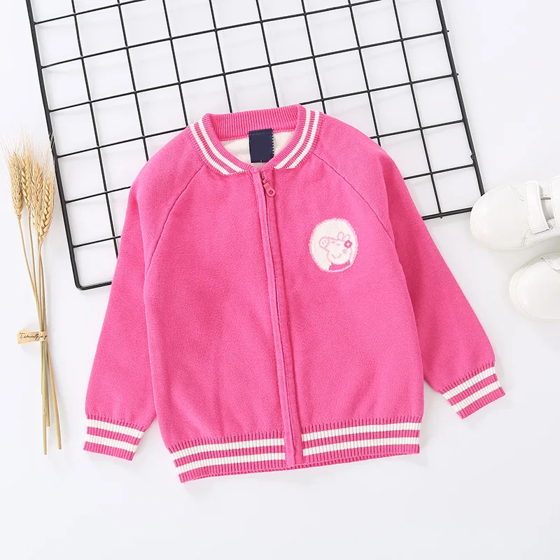 Autumn Girls Winter Jacket Wear New Piglets Zipper Sweater Pure Cotton Jacquard Children's Coat |