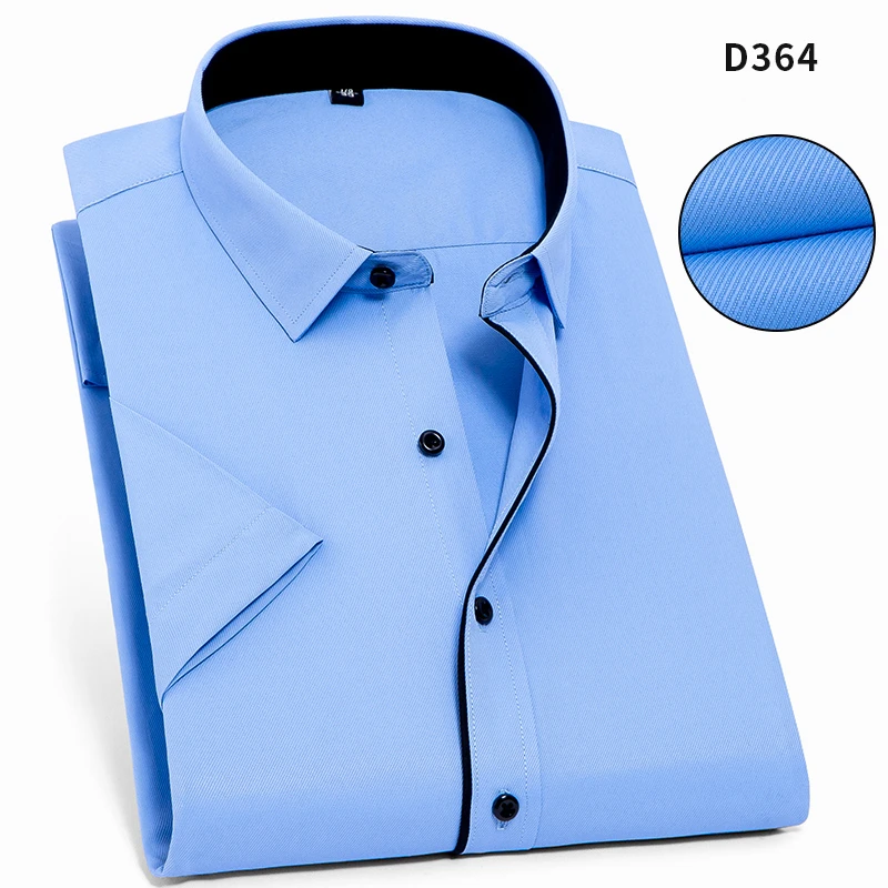 D364 Большие размеры 8XL, мужские летние рубашки с коротким рукавом, деловые рубашки для мужчин, большие 7XL, легкая забота, светская Мужская одежда, карьера, 6XL, дышащая - Цвет: D364