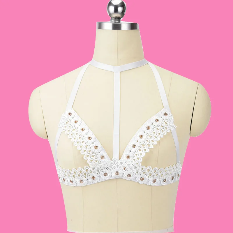 Женский кружевной бюстгальтер с цветочным узором|harness bra|harness bra cagebody cage |