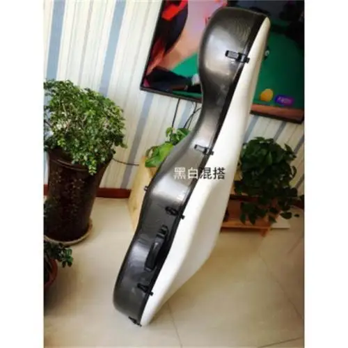

(Black/white) mix-and-match carbon fiber composite cello case 4/4,free postage
