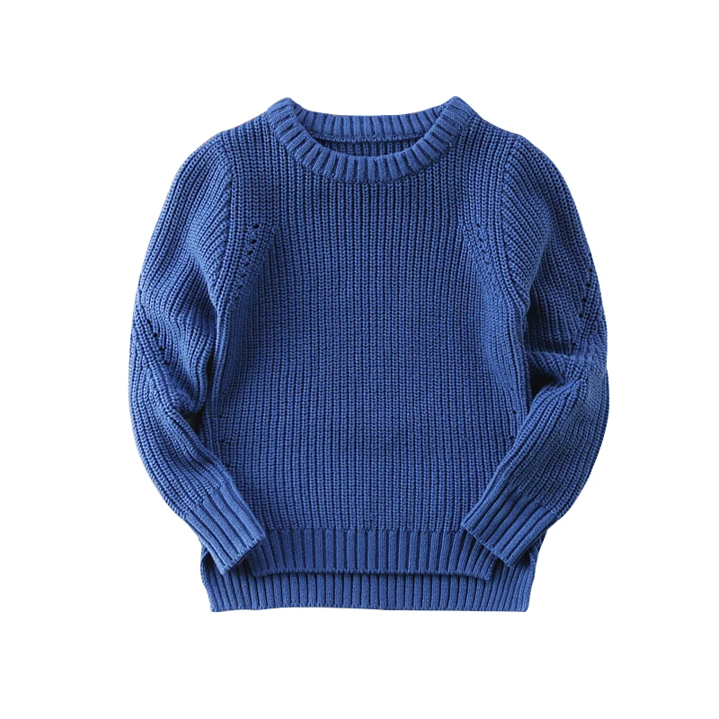 Классический однотонный свитер для мальчиков Хлопковый вязаный детский с