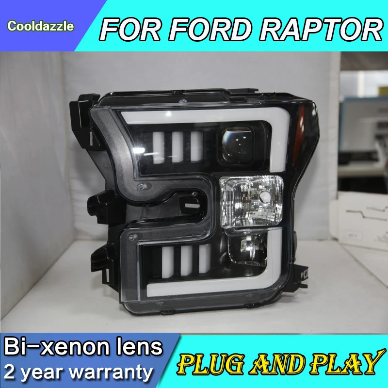 Для FORD для Raptor 2015 2016 2017 головной светильник фара черный Цвет Передний фонарь с