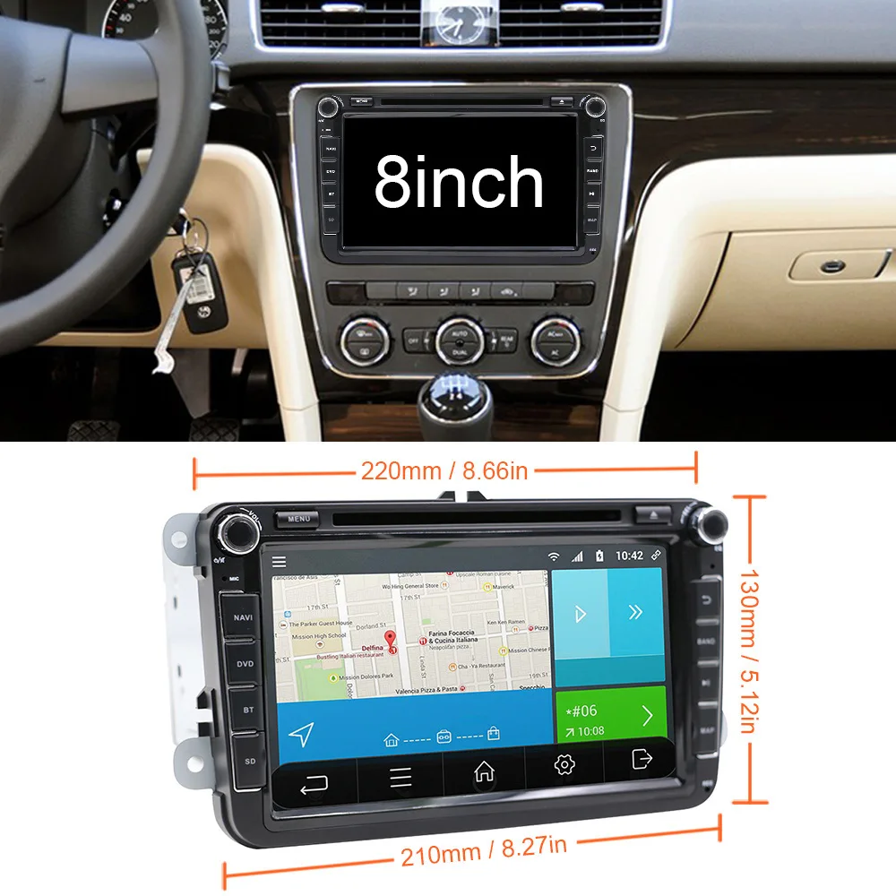 Eunavi 8 'ƈ Din Android 1 dvd плеер автомобиля для VW GOLF 6 Polo Bora JETTA B6 PASSAT Tiguan 4G WI FI 2Din Радио