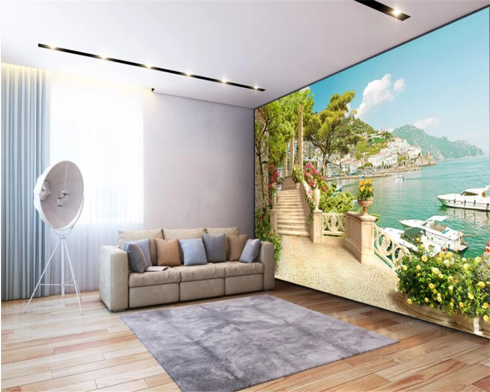 Пользовательские обои для сада балкона лестницы озеро вид 3d гостиная спальня ТВ