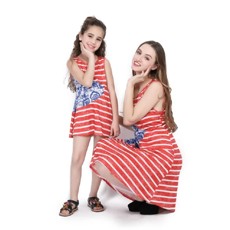 Женское платье для мамы и дочки большого размера лето 2019|Сочетающаяся одежда