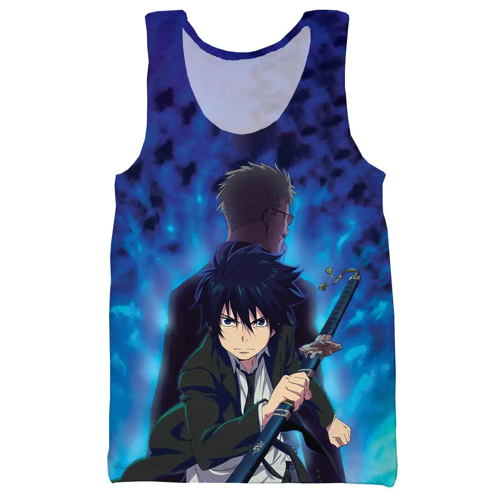 Майка с 3D принтом для мужчин и женщин Модный крутой топ аниме синего цвета майка
