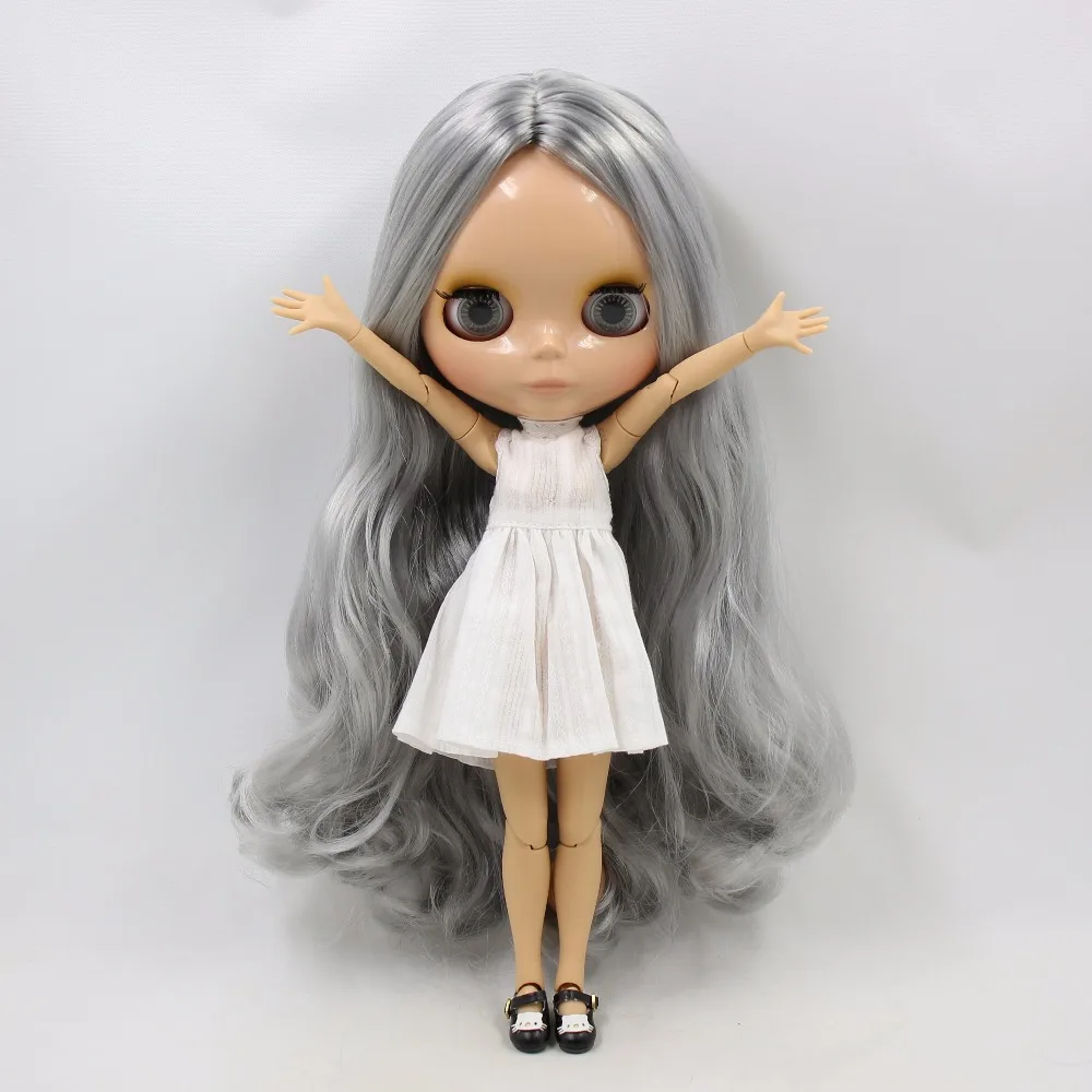 Ледяная кукла DBS Blyth седые волосы без челки желто коричневый кожный сустав 1/6 bjd 30
