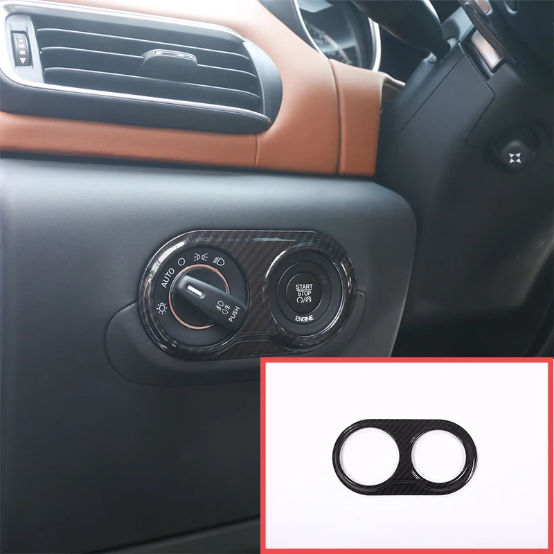 

For Maserati Levante Car Accessories 2016 Carbon Fiber 1 Pcs ABS Headlight Switch Frame Cover Trim Sticker