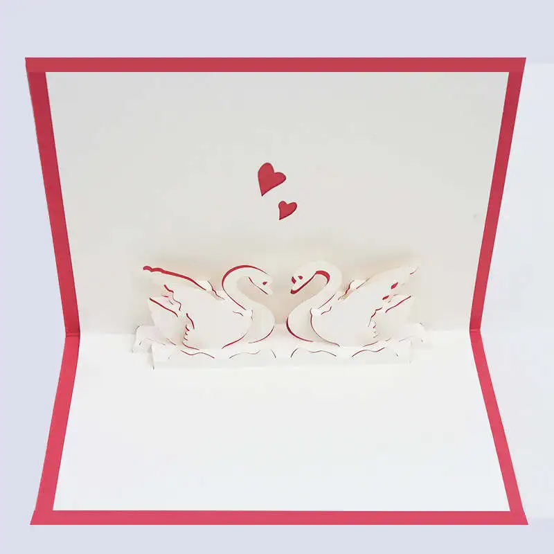 3D карта DoreenBeads пара бумажных скульптур в виде лебедя на День святого Валентина