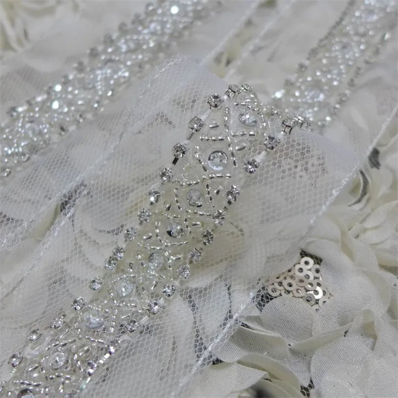 1 ярдов жемчужные бусины отделка бисером кружевная лента одежда украшение