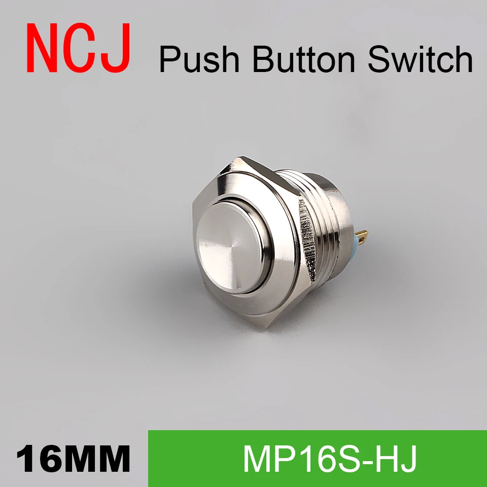 NCJ 16 мм 2-контактный металлический кнопочный переключатель IP67 мгновенная шаровая