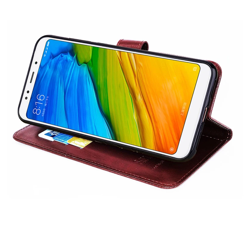 Leather Flip Case For Xiaomi Redmi 5 xiomi redmi Plus Silicone Magnetic Wallet Cover Coque Phone Funda | Мобильные телефоны и