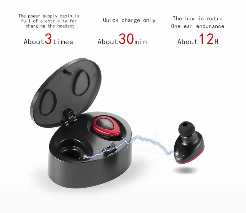 Капсульные наушники V4.2 TWS беспроводная bluetooth гарнитура с глубоким басом стерео
