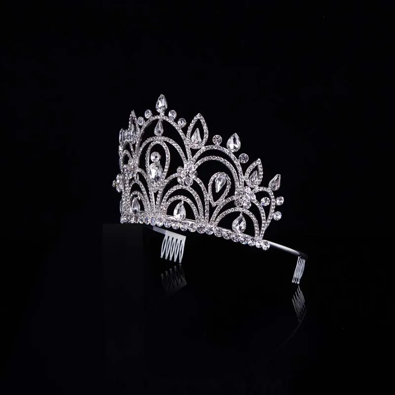 Кристалл Королевский большой поддон диадема Корона принцесса Pageant Выпускной лоза Свадебная повязка на голову диадемы украшения для волос T-033