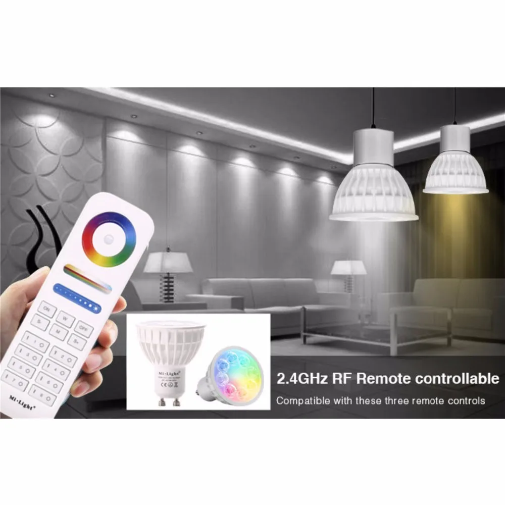 Светодиодный светильник с регулируемой яркостью RGB+ CCT(2700-6500 K) Mi светильник 4W wifi GU10 Светодиодный точечный светильник 220V 110V Светодиодный светильник с беспроводным контроллером 2,4G RF