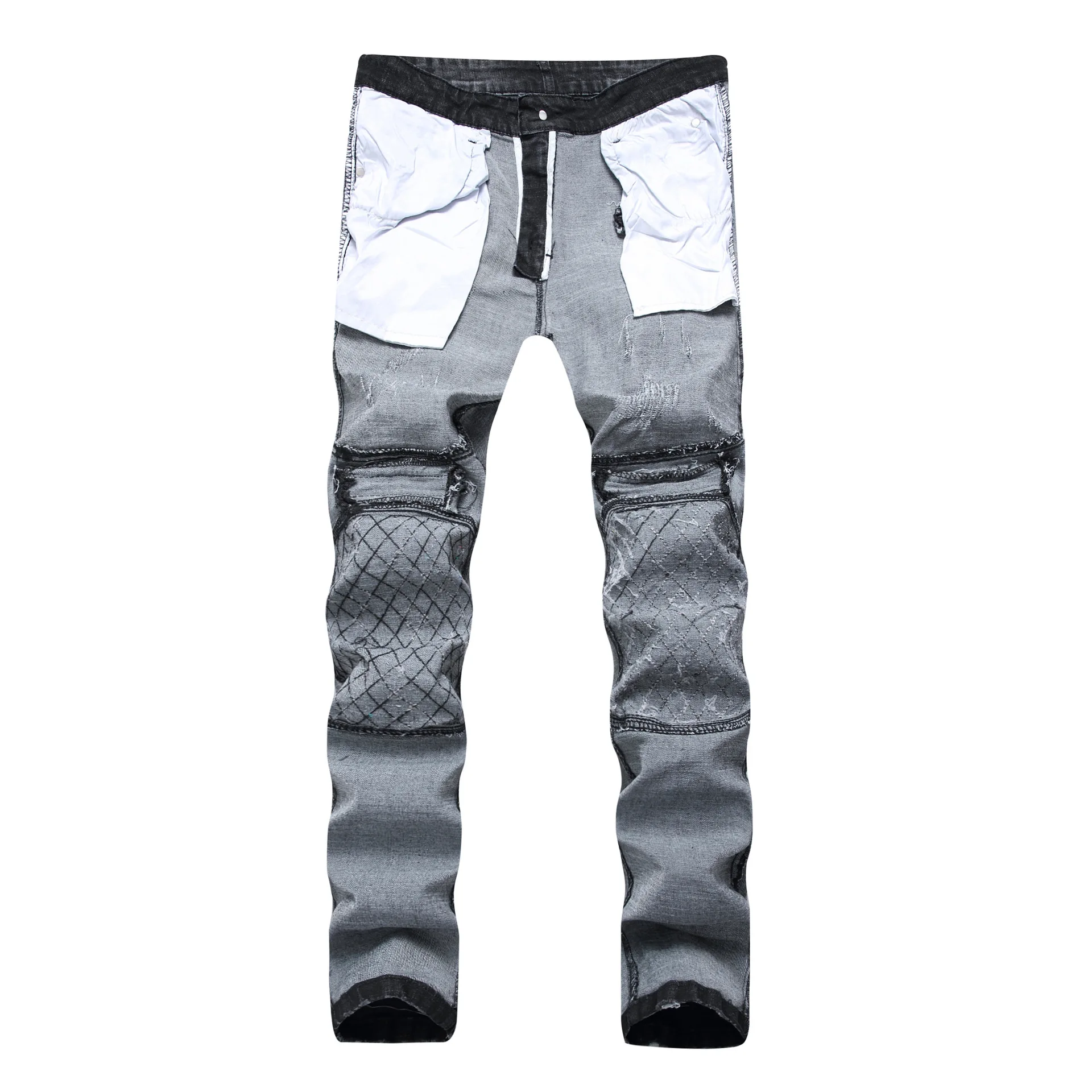 Джинсы мужские в полоску длинные брюки из денима черные | Мужская одежда