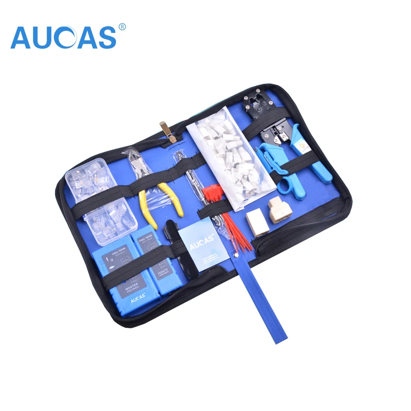 Aucas Ethernet Cable Tool RJ11 RJ45 Cat5 Cat6 Crimp Network Cable Crimping Tool Set Crimper Pliers Tool  Kit Network Tool Bag