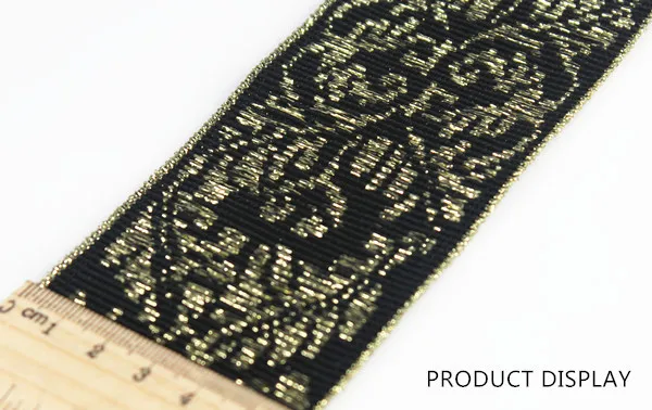 Эластичная стрейч лента 58 мм черно золотистая отделочная ремешок для костюма