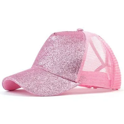 dark pink Sequins Блестящая бейсболка "конский хвост", Женская Бейсболка, кепка для папы, сетчатая Кепка для грузовика, летняя кепка, Женская Регулируемая Кепка в стиле хип-хоп - Цвет: dark pink Sequins
