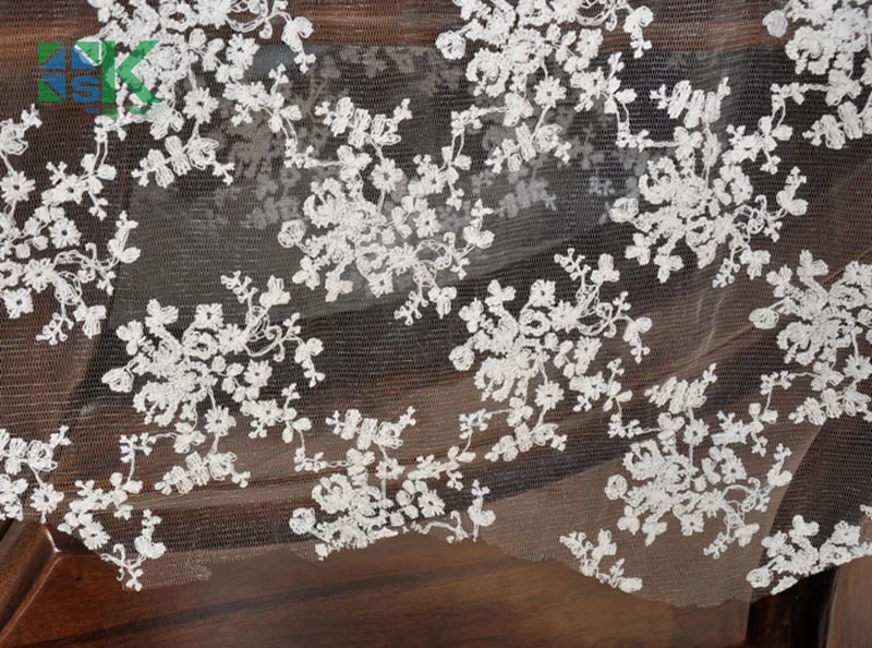 1 yard Lace 2016 New white Floral cotton embroidered lace fabric organza mesh fabrics 130cm wide Free shipping | Дом и сад