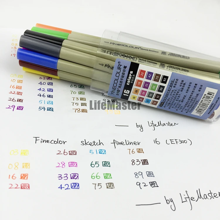 LifeMaster Finecolour Эскиз ручка-лайнер для рисования Сверхтонкий 0 3 мм 16 цветов набор