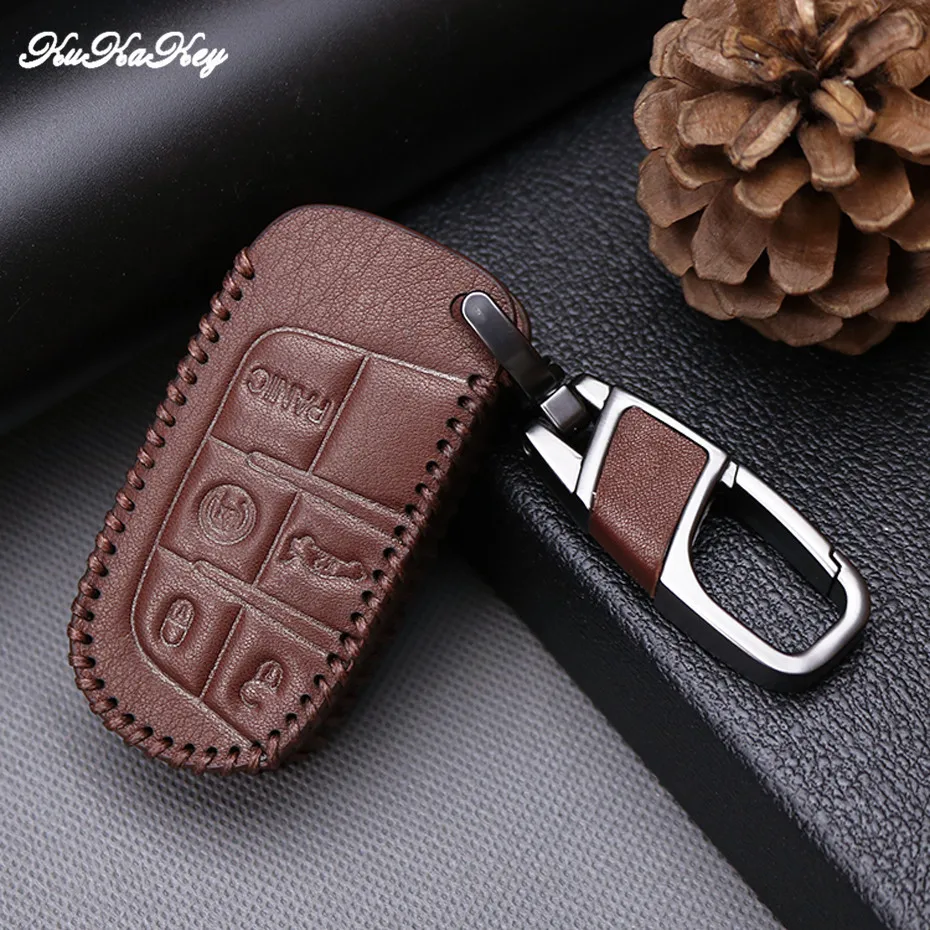 Кожаный чехол для автомобильных ключей подходит Jeep Cherokee/Dodge ram/jourway/Viaggio/Grand CHEROKEE