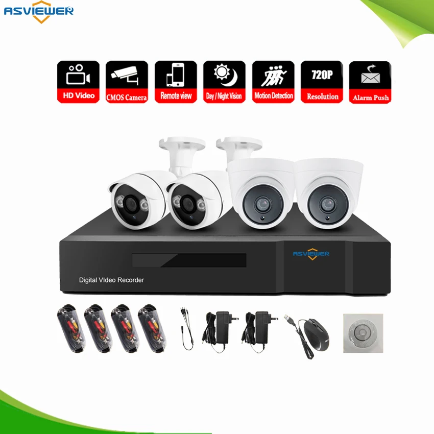 HD 4CH 720P CCTV система безопасности 4 шт. 1000TVL ИК Открытый AHD камеры видеонаблюдения