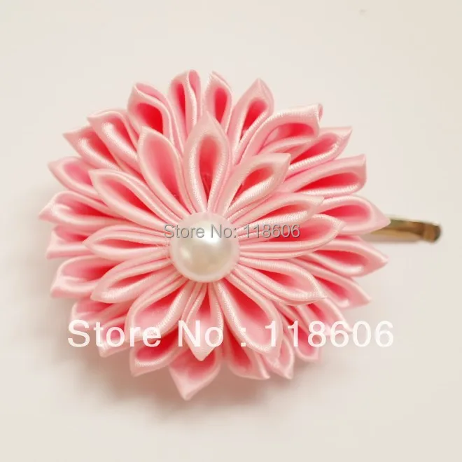 

Заколка-цветок Kanzashi, 40 шт./лот, для волос, без зажима