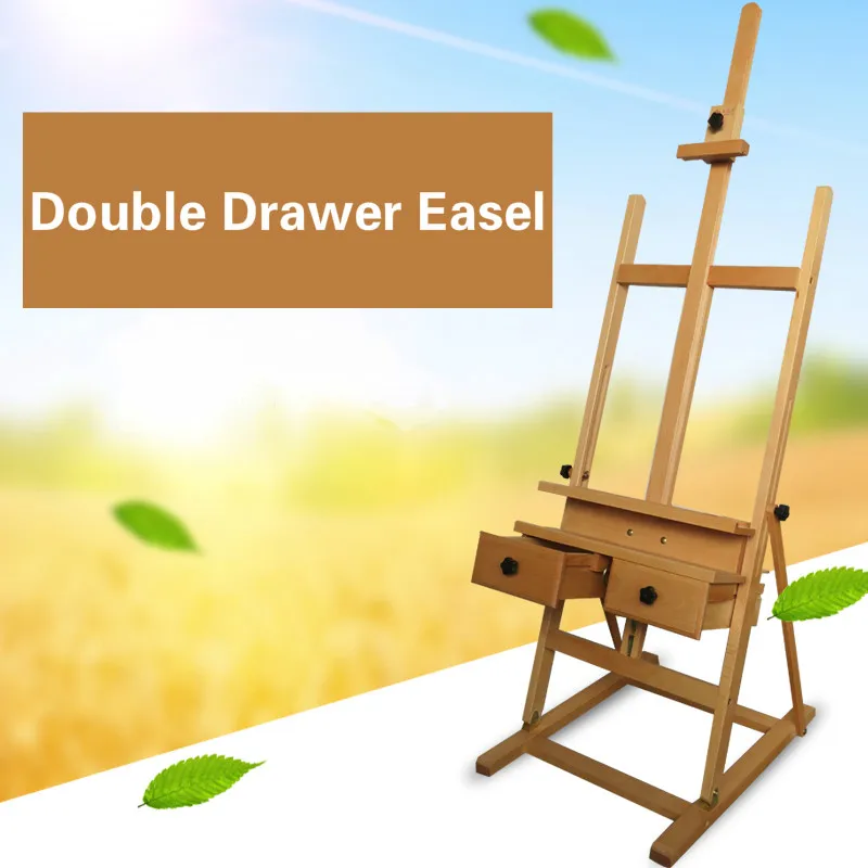 Double Drawer Easel Chevalet En Bois Artist Painting Stand Watercolor Oil Paint Easel Stand Atril Madera Art Supplies for Artist