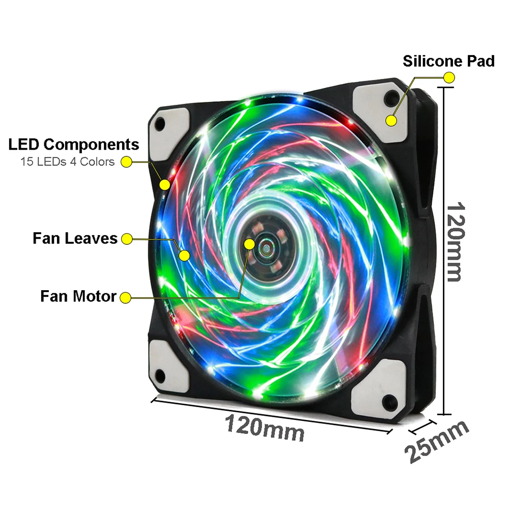 KEEPRO оригинальный 15 огни бесшумный вентилятор 3Pin/4Pin кулера радиатора 12 В