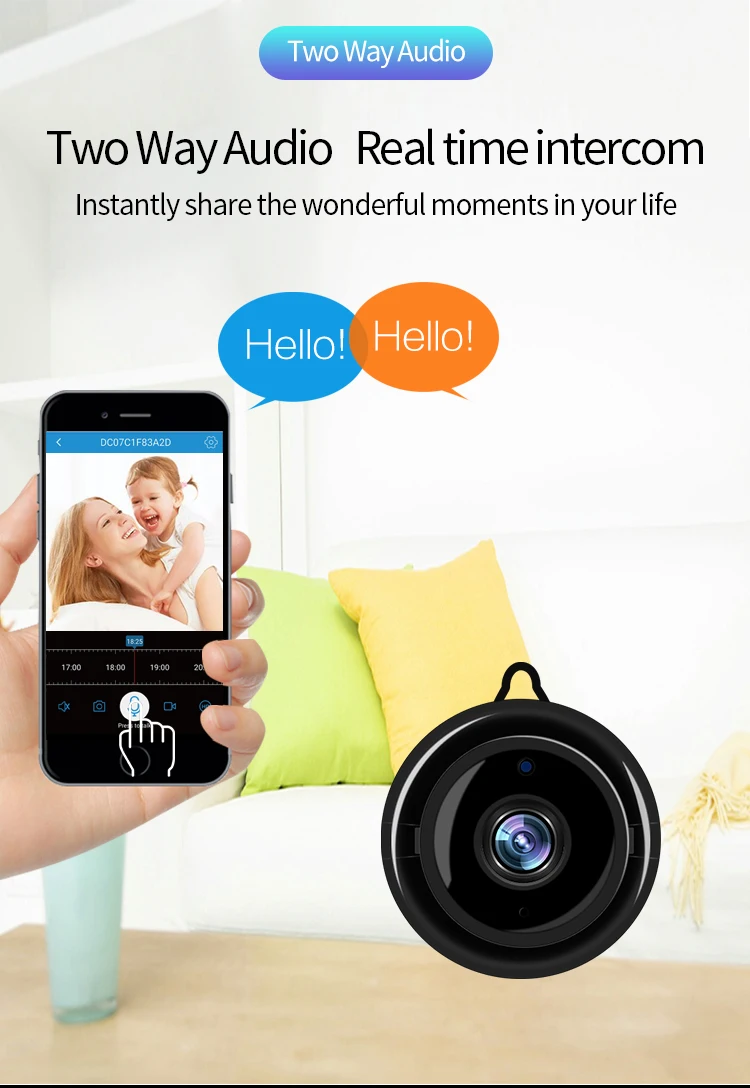 HD широкий формат Интернет WiFi Виртуальная реальность Smart камера с инфракрасным ночное видение способ домофон обнаружения движения удаленного мониторинга Бесплатн