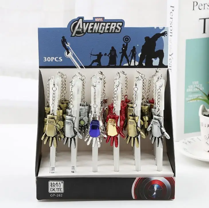 3 шт./компл. мультфильм 0,38 мм супергероя "Человек-паук" Железный человек Маска Капитана Америки кулон гелевые ручки подпись ручка корейские канцелярские принадлежности