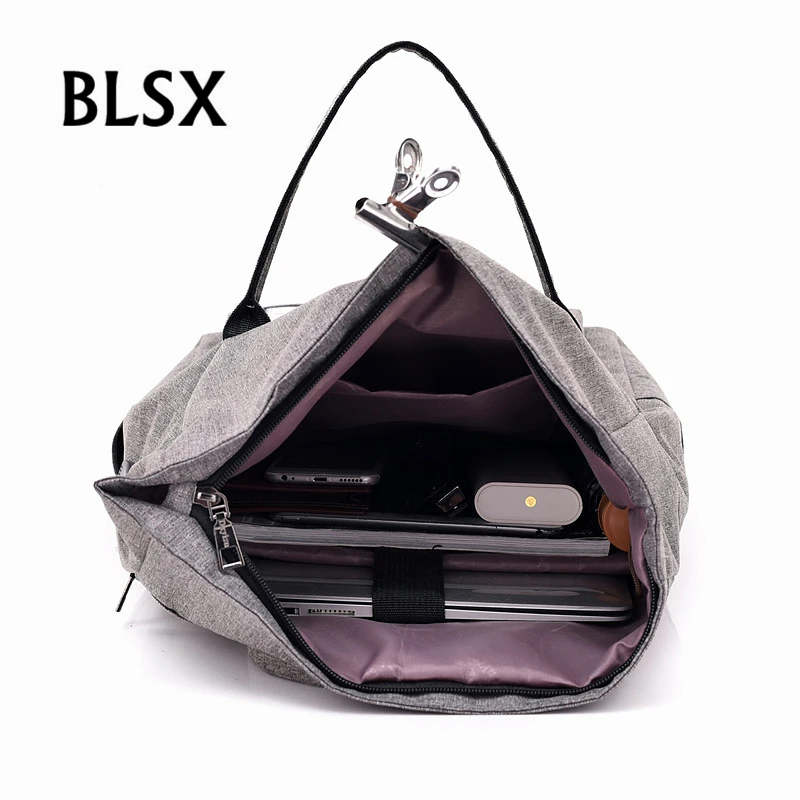BLSX новый холст Для мужчин и женщин Рюкзаки Мода USB для подзарядки сумка ноутбука