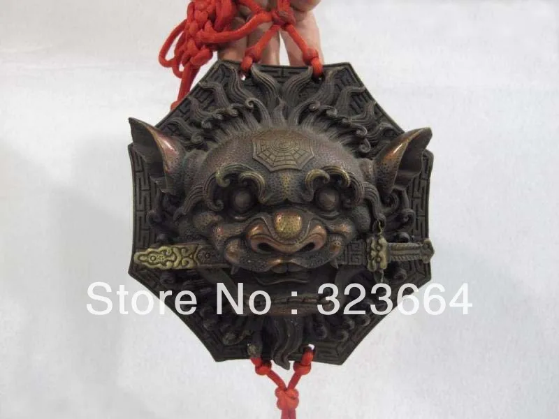 China Red Bronze Copper Feng Shui Evil Palace Door Tiger Head Face Knocker | Дом и сад